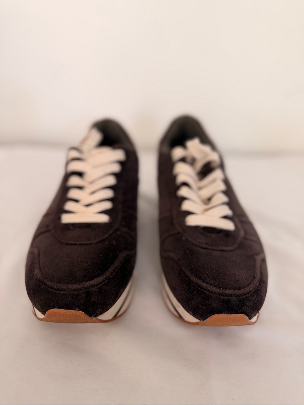 Zara Black Suede Sneakers with Cream Laces